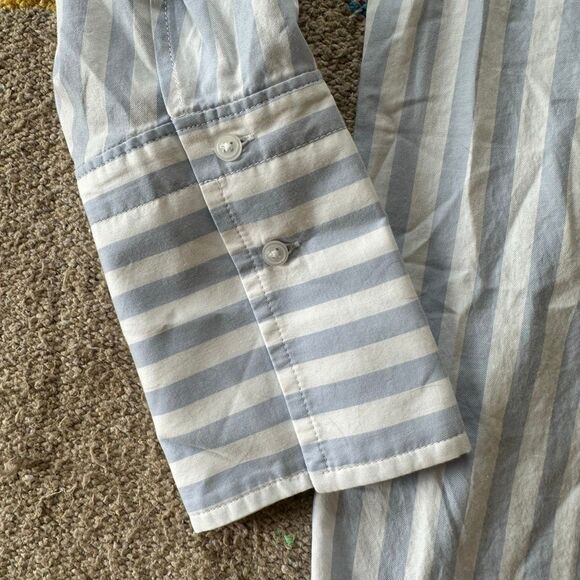 Everlane Silky Cotton Balloon Sleeve Blouse in Periwinkle/White Size 4 - Picture 5 of 6